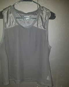 •●Faux Leather Trim●• Sheer Black Top